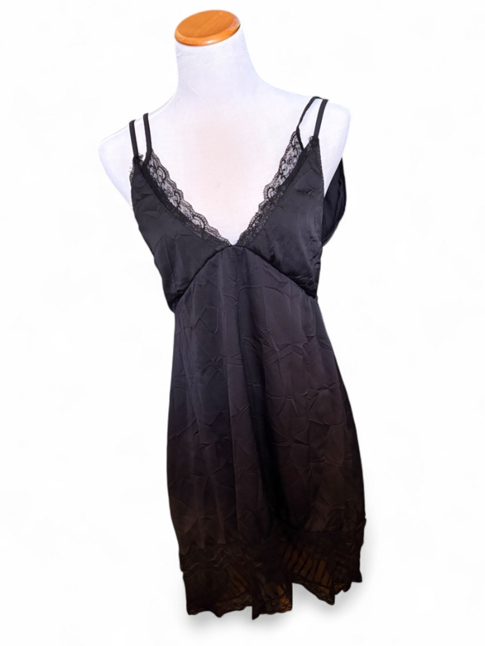Zara Black Lace-Trim Slip Dress